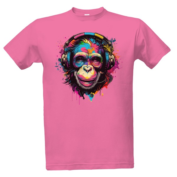 T-shirt Colorful monkey with headphones