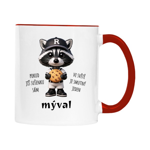 Cup colourful raccoon and cookie, i love raccoons