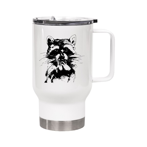 Thermo cup with handle cute raccoon,I love raccoons